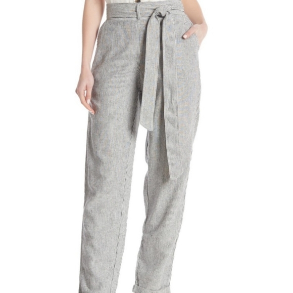 Max Studio Pants - Max Studio Striped Linen blend pants, M